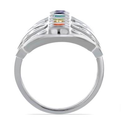 BUY NATURAL CHAKRA STONES STYLISH RING IN 925 STERLING SILVER